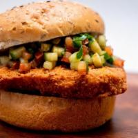 Plant-Based Chick’N Filets Burger · Dairy free, kosher, vegan, gluten free. Protein - 23 g. Cholesterol-free, non-GMO. Breaded p...