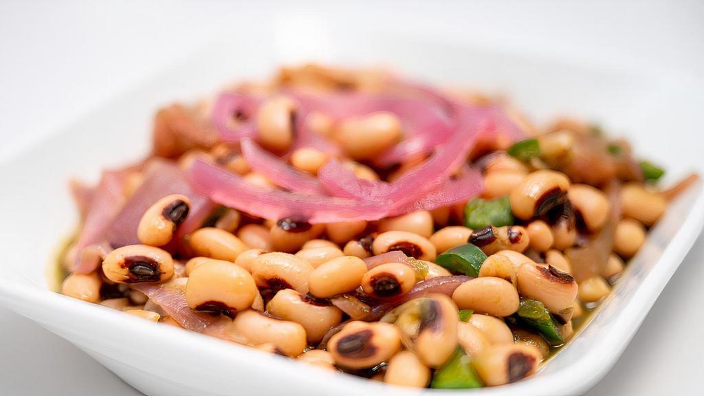 Black-Eyed Pea Salad · Small. Team favourite, chef's special black-eyed pea salad with veggies, super fresh lime - cilantro dressing. Fresh and healthy salad craving, perfect on its own or side to main or topped with plant-based protein for an additional charge.