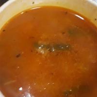 Minestrone Soup (16 Oz) · Beans, onions, celery, tomatoes and carrots.