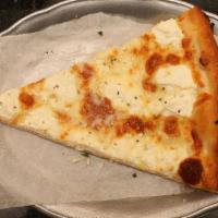 White Pizza · Crispy round pie with shredded mozzarella, aged Parmesan and ricotta cheese.