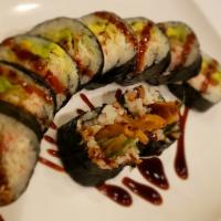 Spider Roll · Soft shell crab, lettuce, cucumber, avocado and caviar.