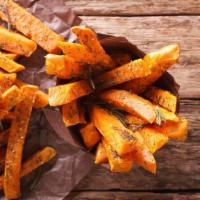 Sweet Fries · Crispy, craveable sweet potatoes fries salted to perfection.
