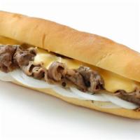 Philadelphia Philly Sandwich · Juicy beef with onions, peppers, yellow American cheese, and mayo.