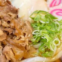 Beef Udon (Niku Udon) · Thin sliced beef, onsen egg with udon noodles soup
