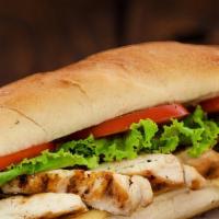 Rocky'S Sandwich · Delicious Sandwich made with Grilled chicken, pepper jack cheese, avocado, tomato, spinach, ...