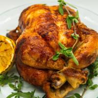 Rotisserie Chicken · Whole marinated chicken, cooked in our rotisserie oven and served fresh to you.