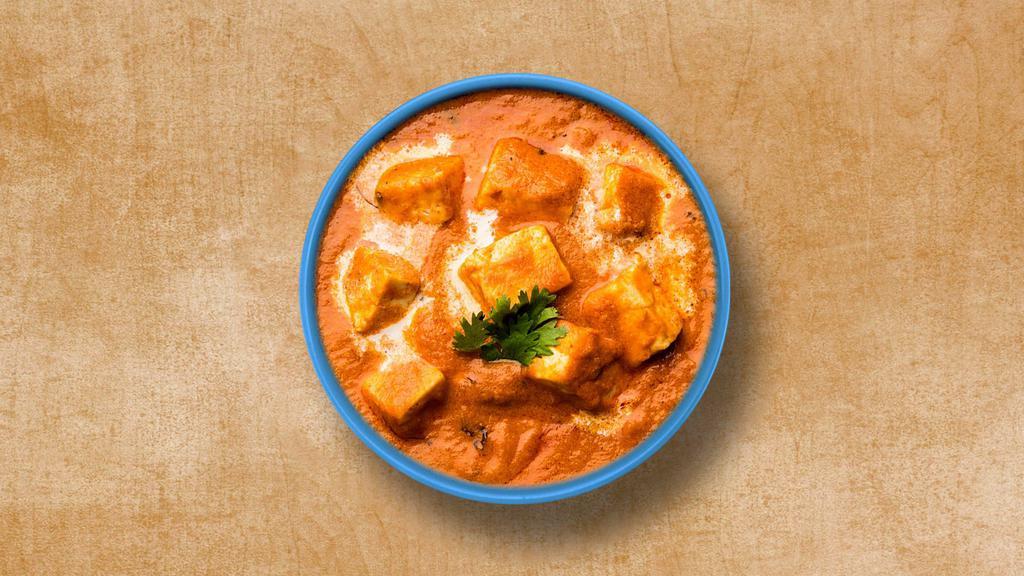 Suprime Cottage Cheese  · Indian cottage cheese cubes tossed in a creamy tomato cashew sauce with ground warm spices. Served with a side of rice.