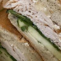 P7-Turkey And Brie · TURKEY, BRIE, SLICED GREEN APPLES, BABY ARUGULA, AND HONEY MUSTARD
