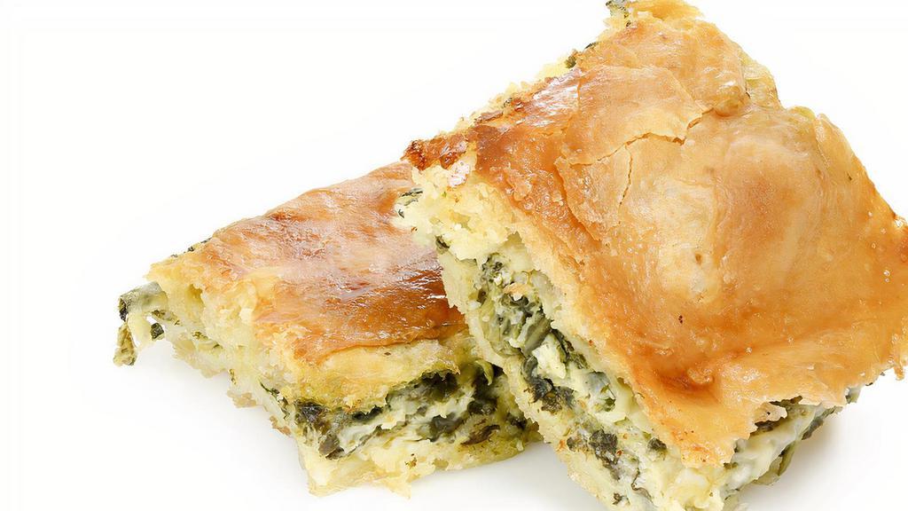 Spinach Pie · Pie made from spinach, cheese, and phyllo dough.