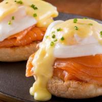 Nova Scotia Benedict · Two Poached Eggs on a Toasted English Muffin, with Lox and Hollandaise Sauce.