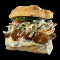 Pulled Bbq Biscuit · Pulled Oats cooked in Hickory BBQ sauce, topped with coleslaw, Country Ranch, pickle & serve...