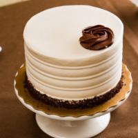 Black & White - 6 Inch · Devil's food cake with vanilla chiffon filling and frosting - serves 6 to 10