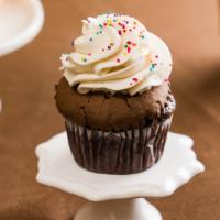 Black & White Cupcake · Devil's food cake with vanilla chiffon filling and frosting