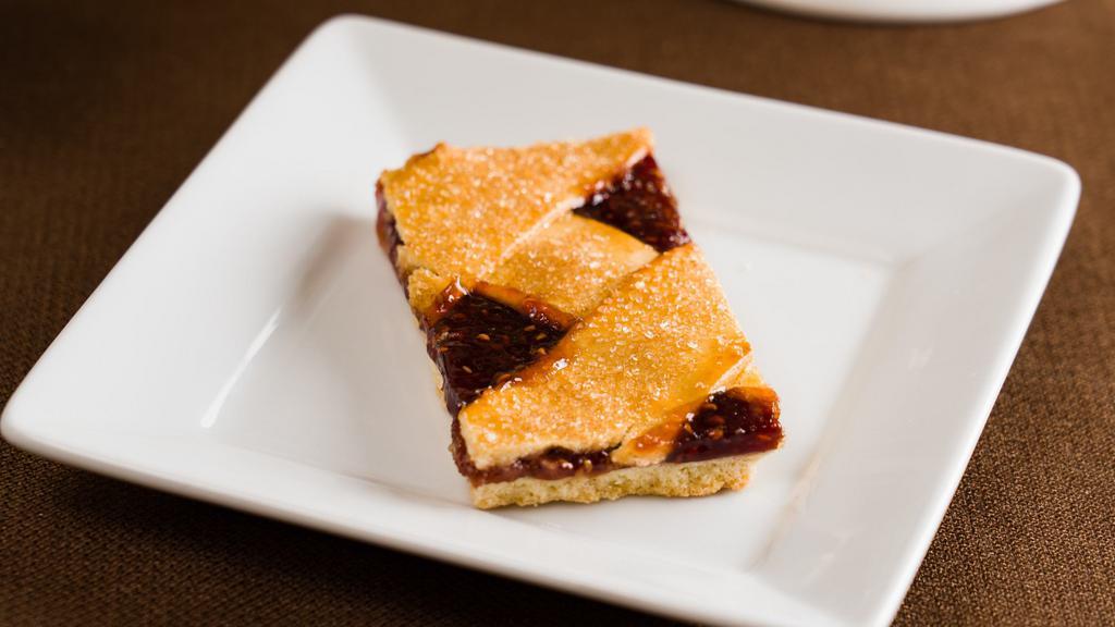 Raspberry Bar · luscious raspberry jam in a shortbread crust