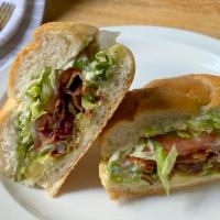 Avocado B.L.T Sandwich · Avocado, bacon, lettuce, tomato and mayo served on a roll.
