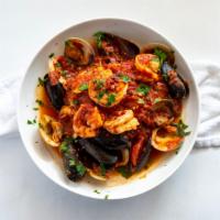 Shrimp Fra Diavolo · Shrimp, clams and mussels over pasta in a hot or sweet marinara sauce.