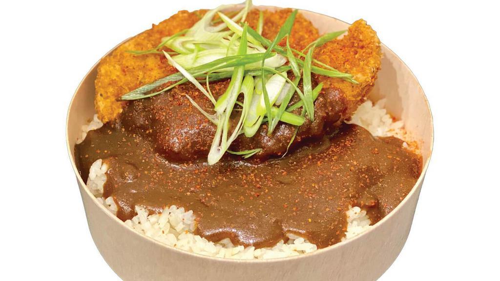 Katsu Curry · cutlet of your choice over garlic rice with side cup of Japanese curry