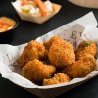 Cauliflower Bites · Fried florets with spicy kewpie and pickles