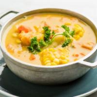 Corn Soup · Vegetarian & vegan. Corns and carrots.