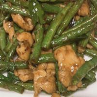 String Bean · Spicy. Stir-fried with string bean, chili paste, and lime leaves.