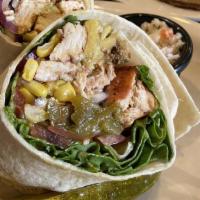 California Wrap · Grilled chicken, lettuce, tomato, avocado, roasted peppers and salsa dressing