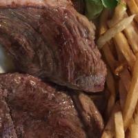 Grilled Picanah  · Grille top sirloin, served with fried banana , fries and white rice.