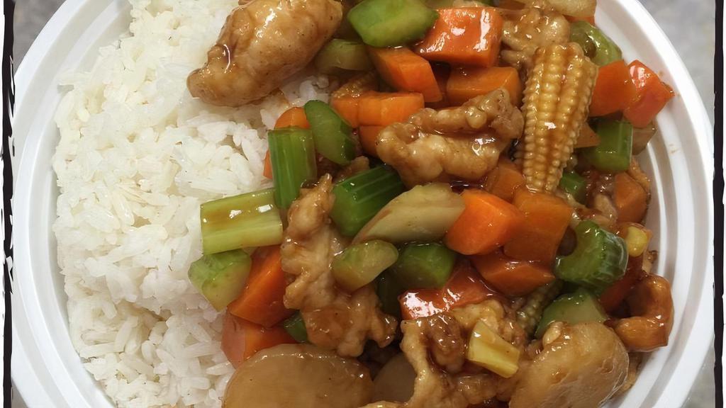 Chicken With Cashew Nuts · With rice.