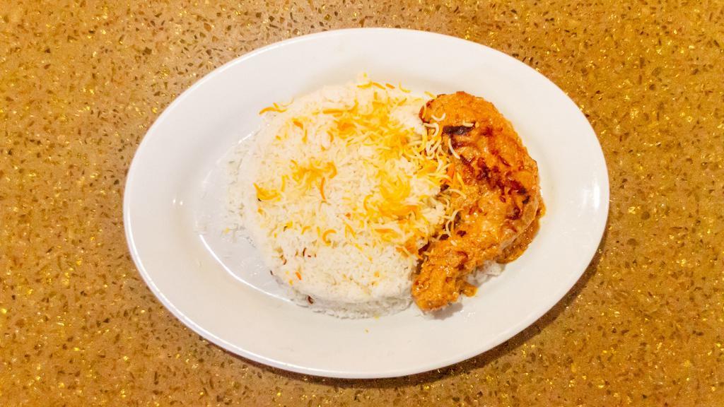 Roast Polao · Chicken, leg and Thai cooked with yogurt and onion paste served with kalijira rice.