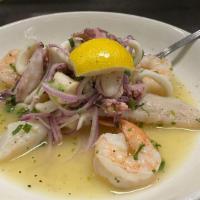 Ceviche · Shrimp, white fish, calamari, octopus, scallops, cilantro, corn, red onions, peruvian-citrus...