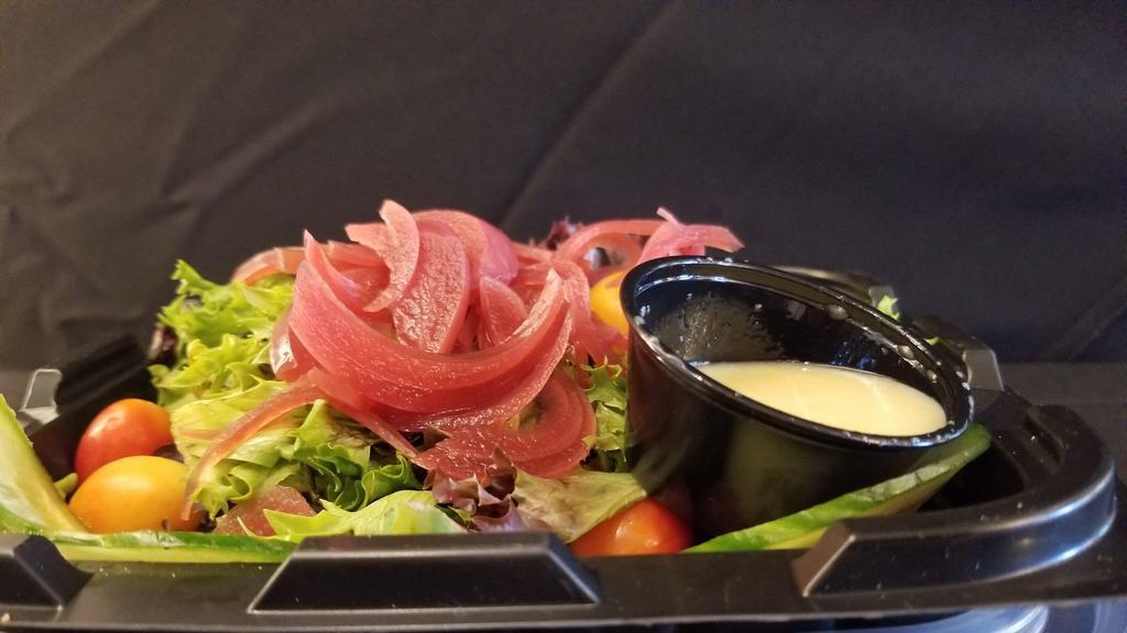 Side House Salad · Mix greens, grape tomato, cucumber, red onion, carrot. Served with your choice of dressing.