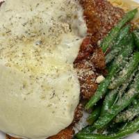 Chicken Parmesan  · Parmesan cheese and herd seasoned panko chicken breast, skillet seared and served with lingu...