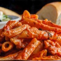 Family Meals- Tray Of Penne Alla Vodka With Chicken + Tray Of House Salad + Italian Bread (Serves 5) · Pick up 12 pm - 9 pm, delivery 12 pm - 9 pm,
preparation time - 1 hour.  Limited quantity av...