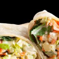 Vegetable Wrap · Mix of fresh cut and grilled vegetables, lettuce, tomato, green peppers, onions, mushroom an...