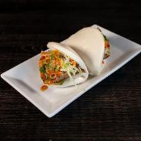 Pork Buns · Pork Belly, shredded cabbage, pickled cucumber, spicy miso mayo