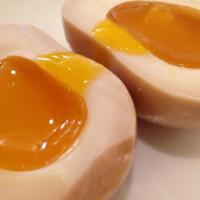 Side Ajitama (6 Minute Egg) · 24 hour marinated, 6 min soft boiled egg