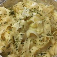 Pasta With Alfredo · Served in a classic creamy alfredo cheese sauce. With your choice of pasta.