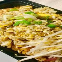 Crab Meat Pad Thai · Crab meat, rice noodles, egg, bean sprout, scallion, peanut, and house pad thai sauce.