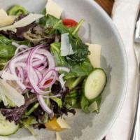 Field Greens · Field Greens, Tomatoes, Cucumber, Red onions, Shaved Parmiggiano, Italian Dressing