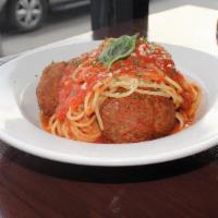 Spaghetti & Meatballs · Pasta with our homemade meatballs.