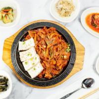 Jeyuk Kimchi · Stir-fried pork belly with tofu and kimchi.