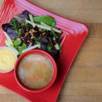 Soup & Salad Special · 1/2 salad and soup. Add grilled chicken for an additional charge.