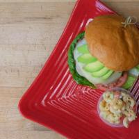 California Burger · Pepper jack cheese, lettuce, tomato, sliced avocado.