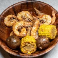 Head Off Shrimp · Boiled and tossed with one of signature seasoning. Served in a bag. Comes with corn and pota...