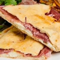 Lunch Prosciutto Di Parma Sandwich · With fresh mozzarella, Parma Prosciutto 24 moth aged Served with side salad.