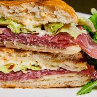 Lunch Sopressata Salami Sandwich · Provolone, mayonnaise and lettuce. Served with side salad.
