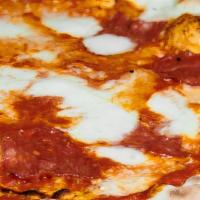 Al Salame Piccante Pizza · Fresh mozzarella, tomato sauce and spicy hot salame.