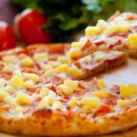 Hawaiian Pizza · Fresh rolled pizza dough topped with ham, pineapple and cheese. Controversial maybe, but def...