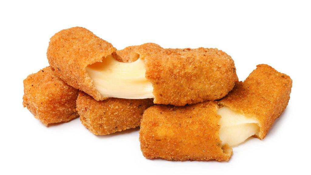 Mozzarella Sticks · 6 pieces of deep-fried battered fresh mozzarella pieces dusted with our house seasoning.