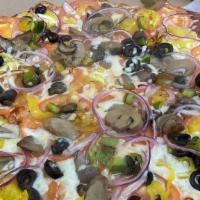 Veggie Lovers Pizza · Tomatoes, peppers, onions, mushrooms, olives, and bell pepper.