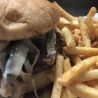Mushroom Swiss Burger · Fresh ground  patty  with Mushrooms and Swiss